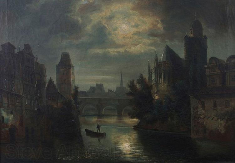 Ferdinand Lepie River by night Germany oil painting art
